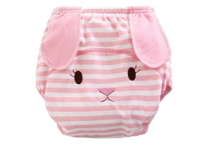 2Pc Mädchen Jungen Unterwäsche freundlicher Unterhose Wiederverwendbare Baby, Kleinkind Windel Tuch Windeln 80/90/100: Hase / 100