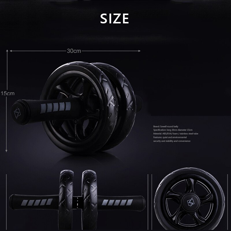 Black Ab Roller Geen Lawaai Buikspier Fitness Wielen Arm Taille Been Oefening Fitnessapparatuur Wiel Trainer
