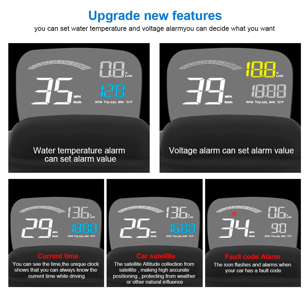 Universal-auto-gps-tachometer-projektor  c800 obd 2+ hud drehzahlmesser spannungsspiegel head-up-display wassertemperaturdetektor