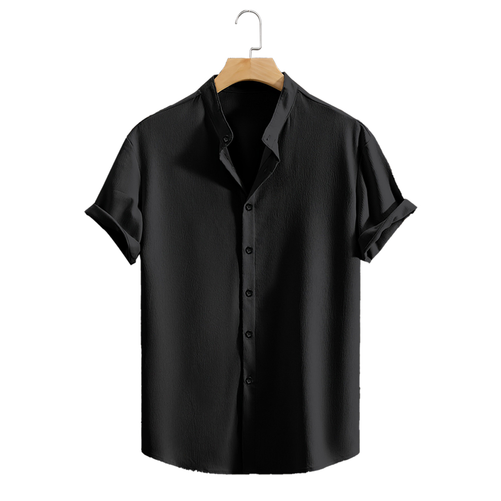 Heren casual strand shirts met korte mouwen effen kleur los casual ademend shirt lichtgewicht streetwear mannelijke tops