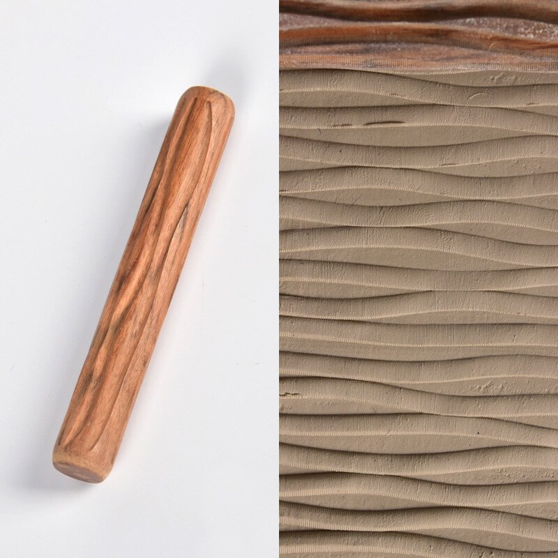 2Pcs Clay Modeling Pattern Rollers, Cobblestone Wood Grain Pattern Clay Rolling Pin Textured Hand Roller Pottery Tools