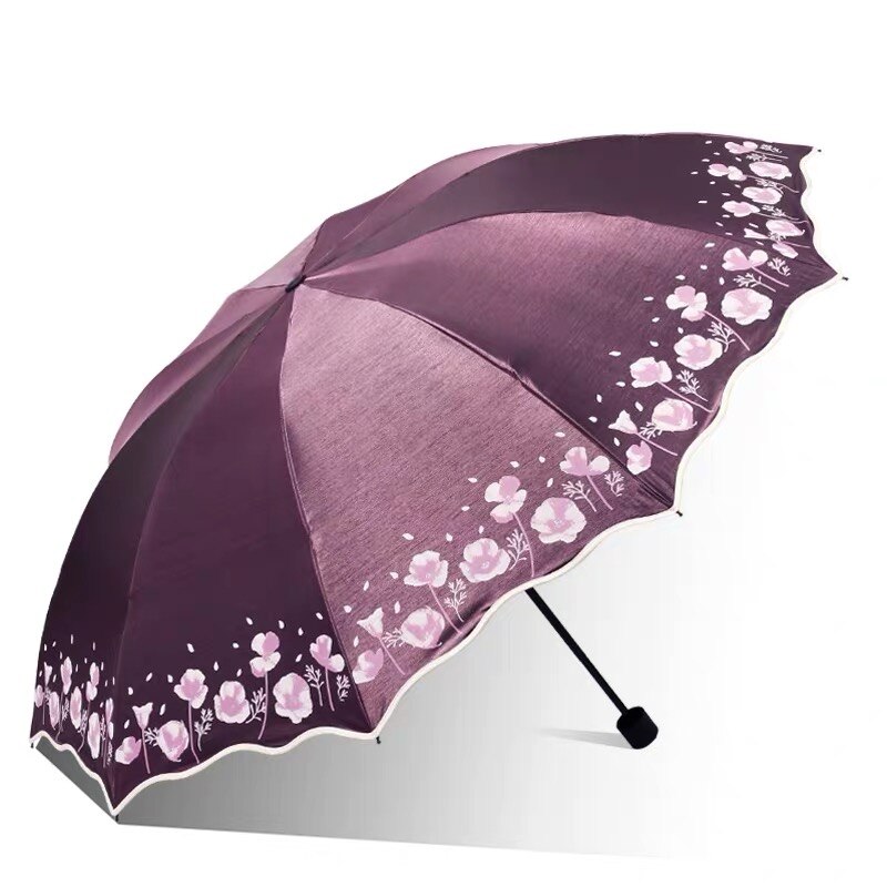 106cm stora parasoll regn kvinnor blomma fällbara dubbel parasoll tjej lätta kvinnliga uv-skydd paraplyer: Brun