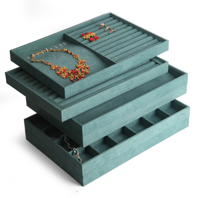 Jewelry Organizer Tray - Velvet Display Holder for Rings, Earrings, Necklaces, Bracelets - 35x24x3cm