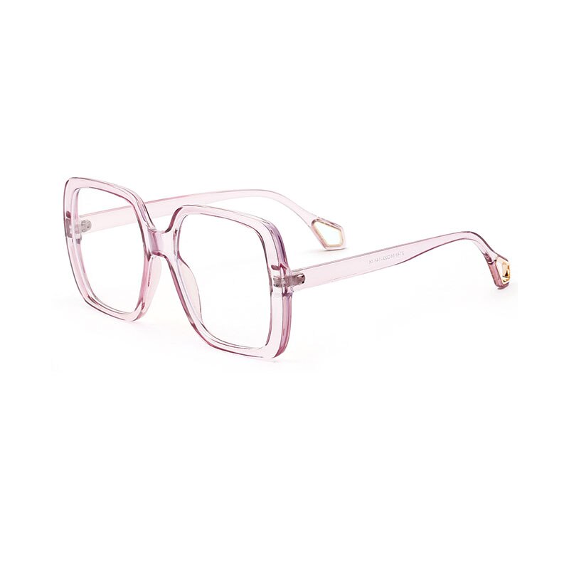 So & ei overdimensionerede firkantede beskyttelsesbriller kvinder briller ramme klar linse vintage semi-metal briller mænd optiske briller rammer: Lys lilla