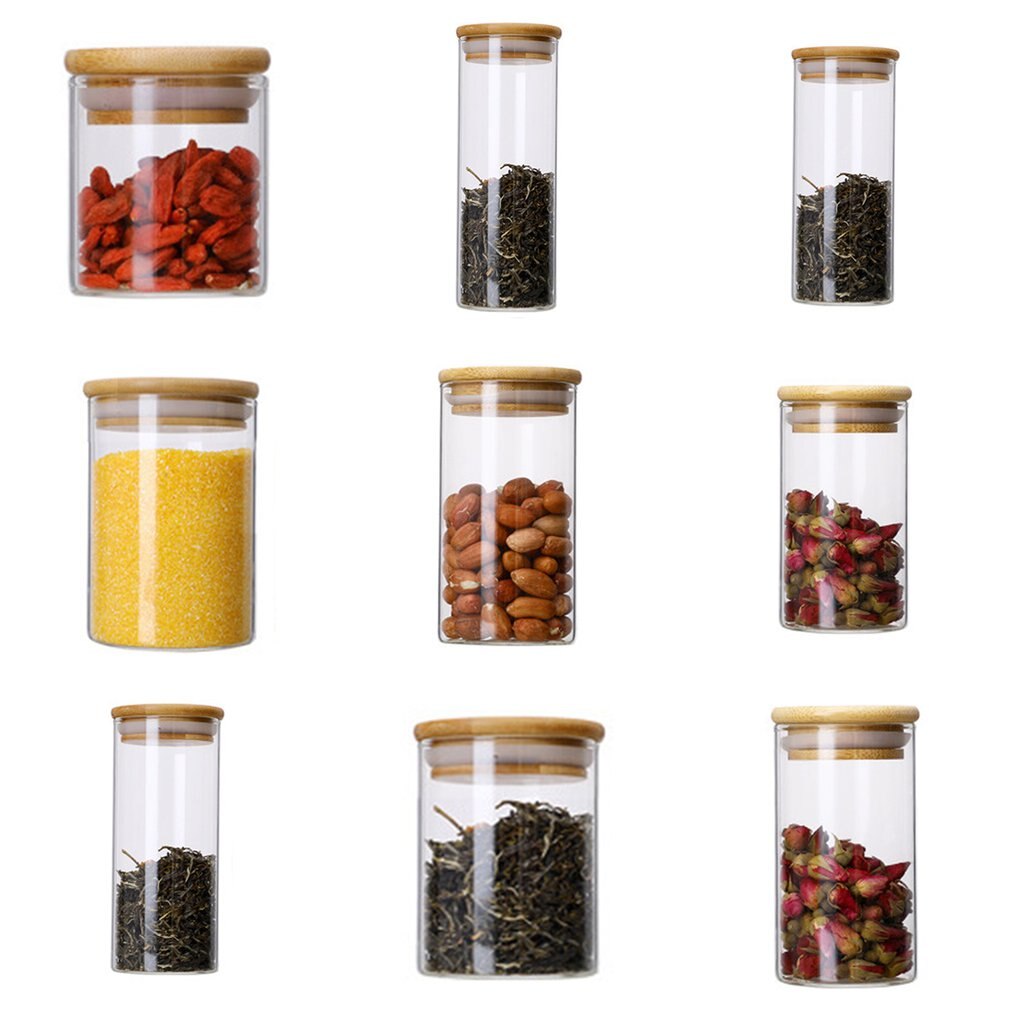 Frascos de vidro transparente selo frascos de grãos garrafas de armazenamento frasco de especiarias cozinha latas de armazenamento organização café conter tanque