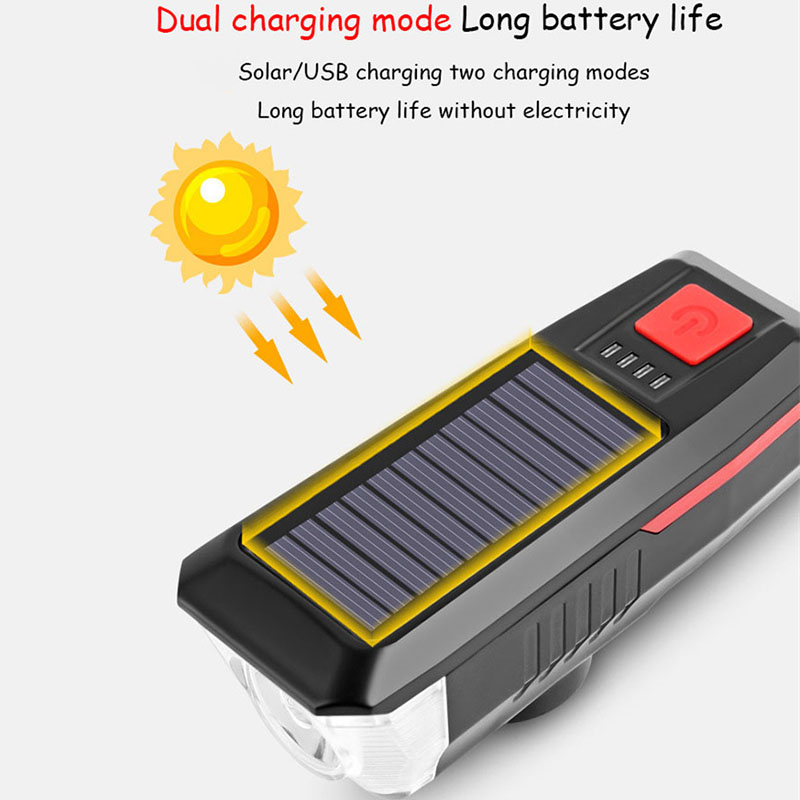 Neue Fahrrad MTB Licht Solar- USB Ladung aufladbare Radfahren Scheinwerfer Wasserdichte Fahrrad Scheinwerfer Hinten Rücklicht Lampe Taschenlampe