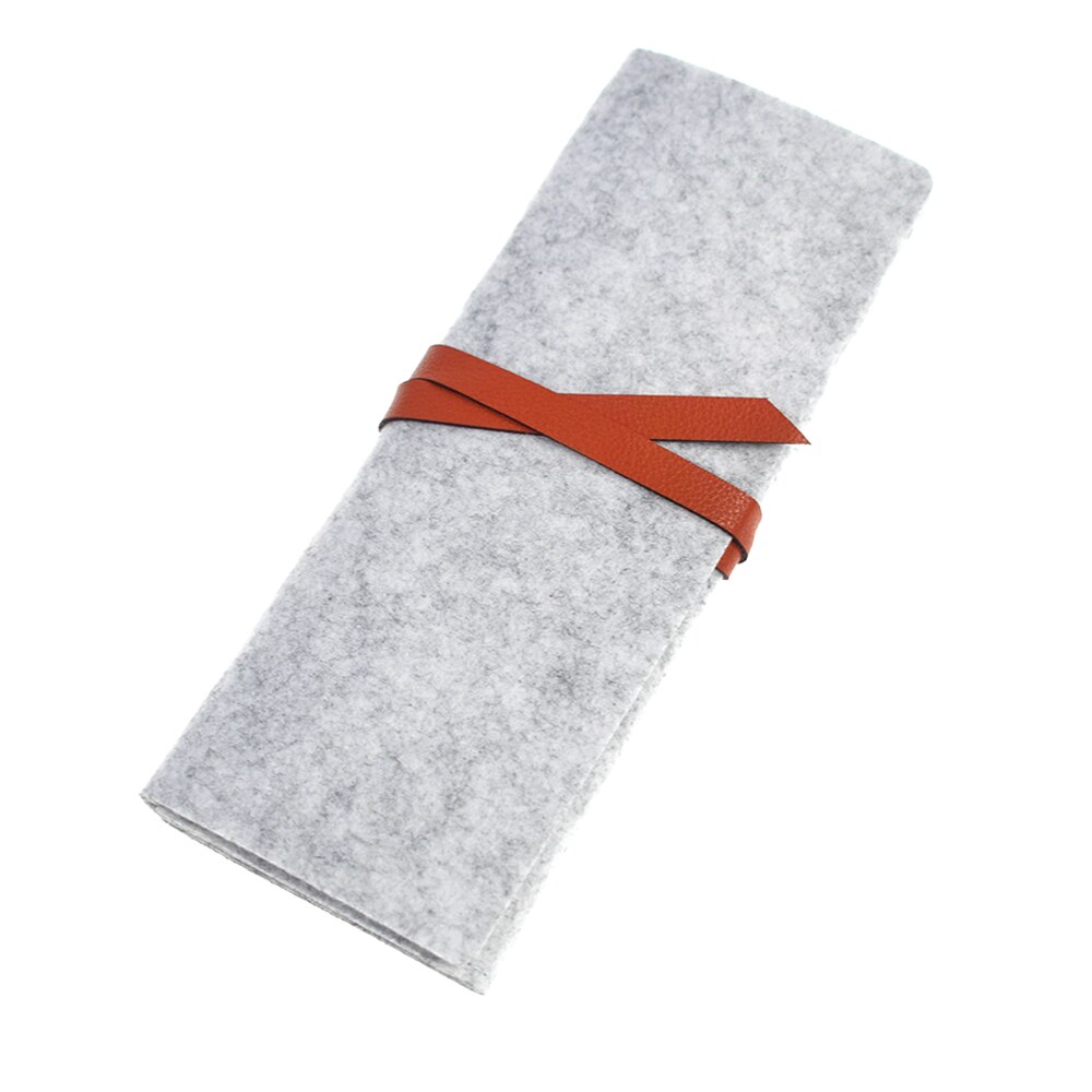 Draagbare Roll School Etui Vilten Doek Pen Tas Voor Meisjes Jongens Leuke Grote Pencilcase Doos Briefpapier School Kantoorbenodigdheden: Light gray