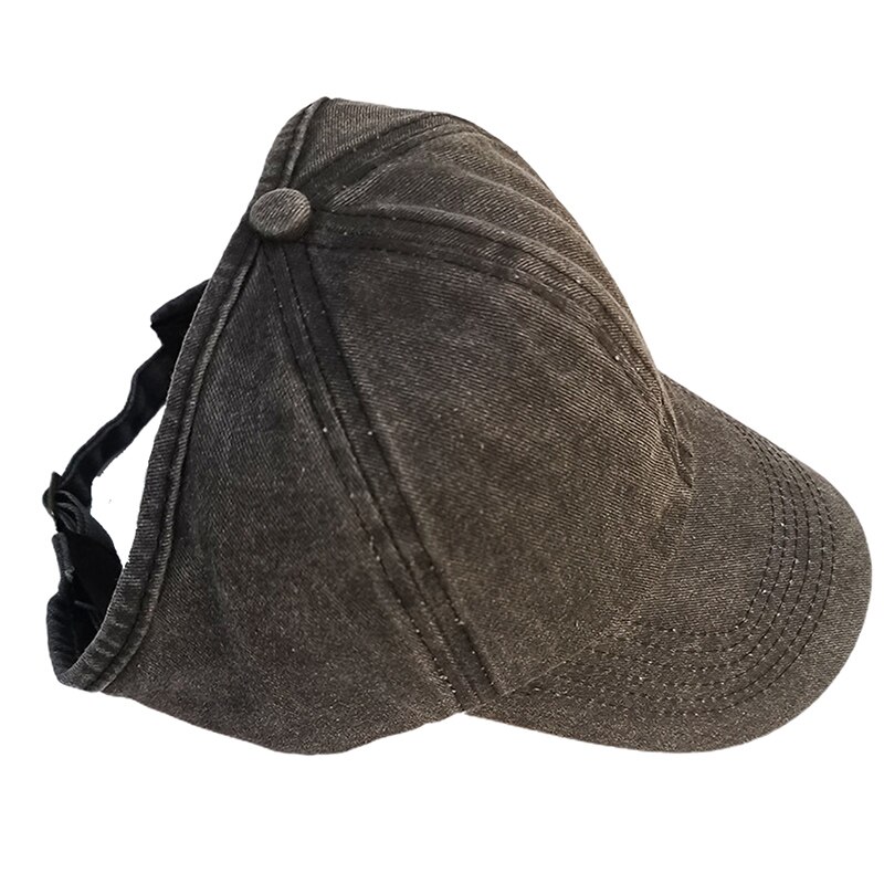 Gorra de béisbol con cola de caballo para mujer, gorros de moño desordenado para mujer, Snapback de algodón lavado, visera de verano informal, sombreros deportivos para exteriores: black