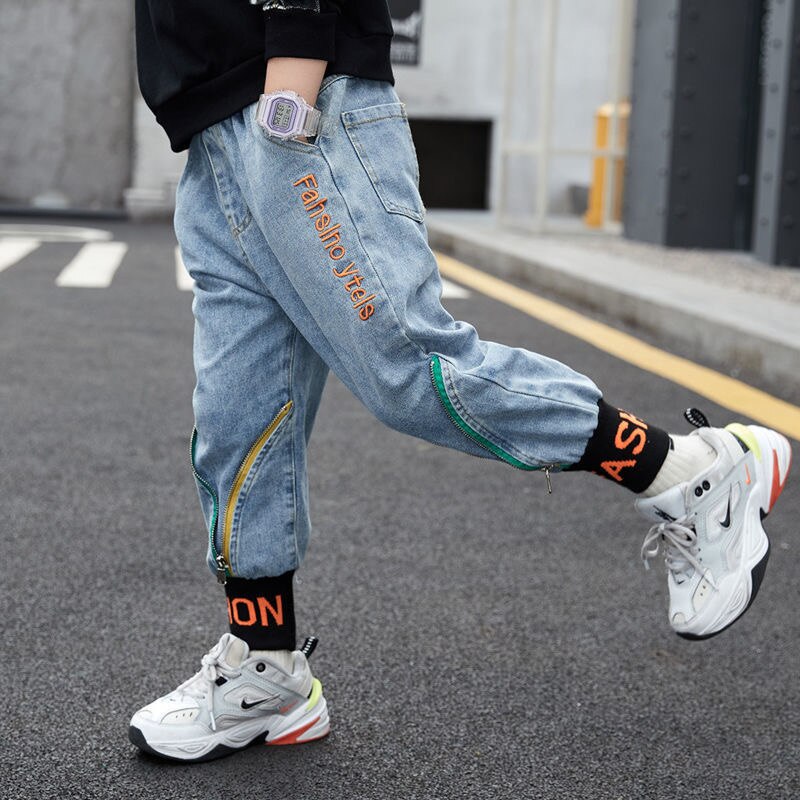 EACHIN pantaloni per ragazzi pantaloni per Jeans lavati alla moda per ragazzi 2-12 anni Jeans per bambini Jeans per neonato pantaloni con cerniera frontale Teeange
