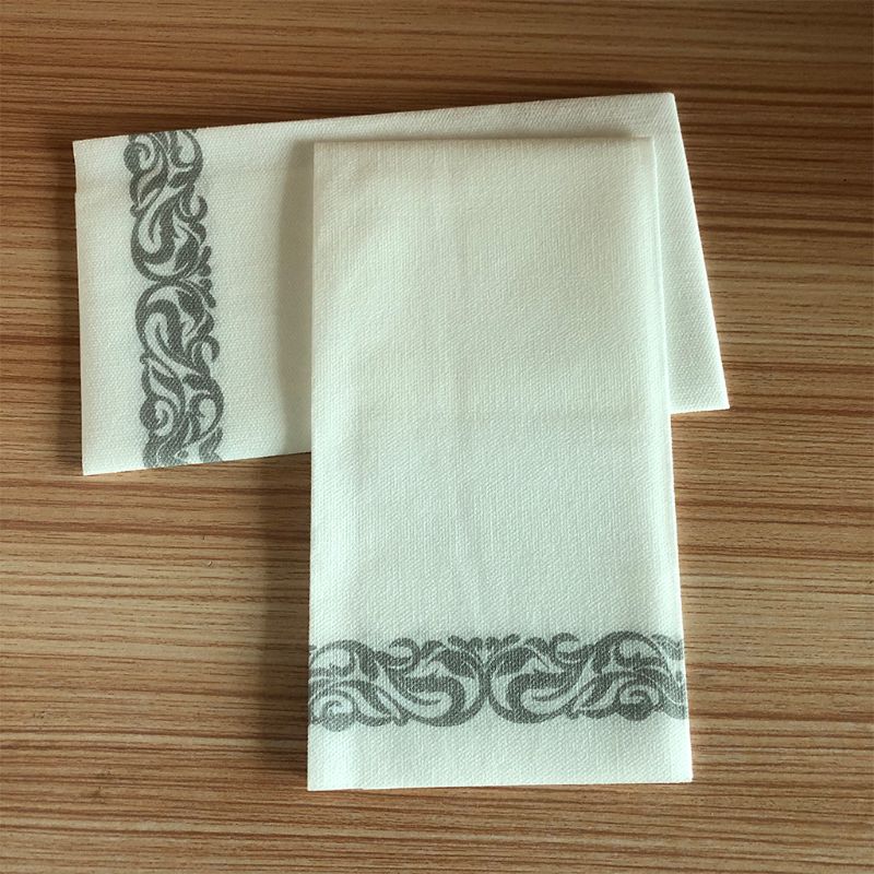 1Pack Disposable Linen-Feel Guest Towels - Decorative White Hand Towels, Silver Floral Cloth-Like Paper Napkins