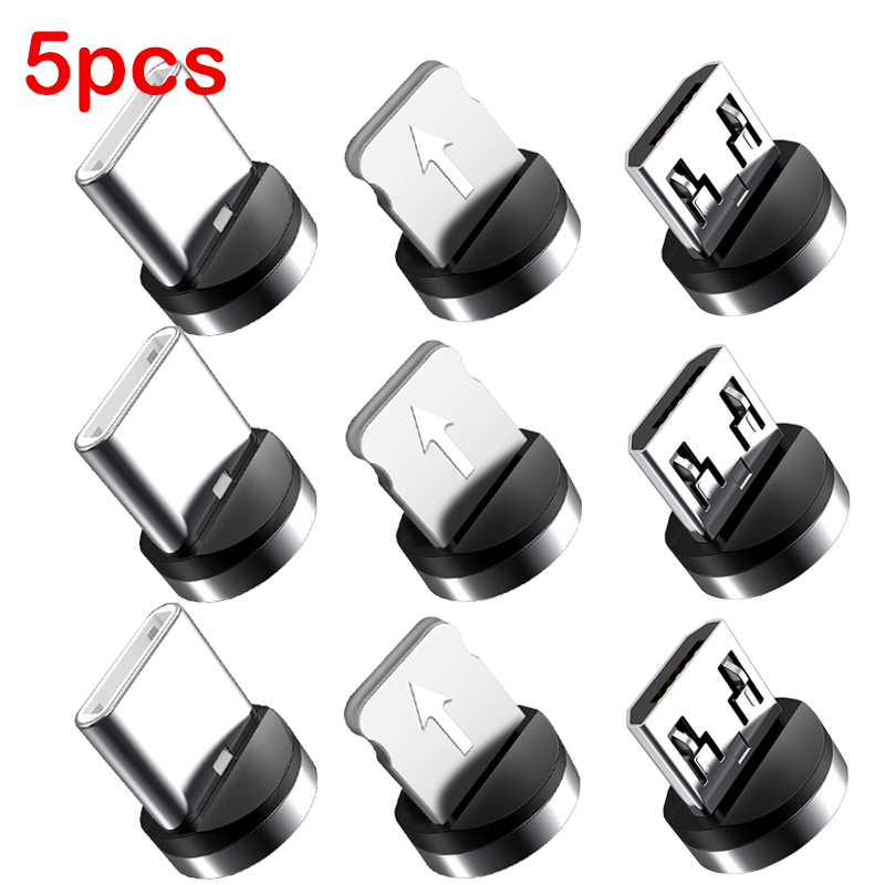 1/5pcs Round Magnetic Cable Tip Micro USB Charging Cable Plug USB Type C Magnet Cable Adapter for Iphone Magnet Charger Adapter