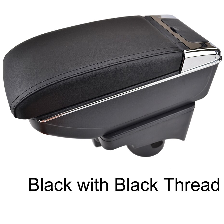 Arm Rest For VW Golf 6 08-13 Mk6 Jetta 5 06-11 Vento Wagon Dual Layer Armrest Center Console Storage Box Cup Holder: Black thread