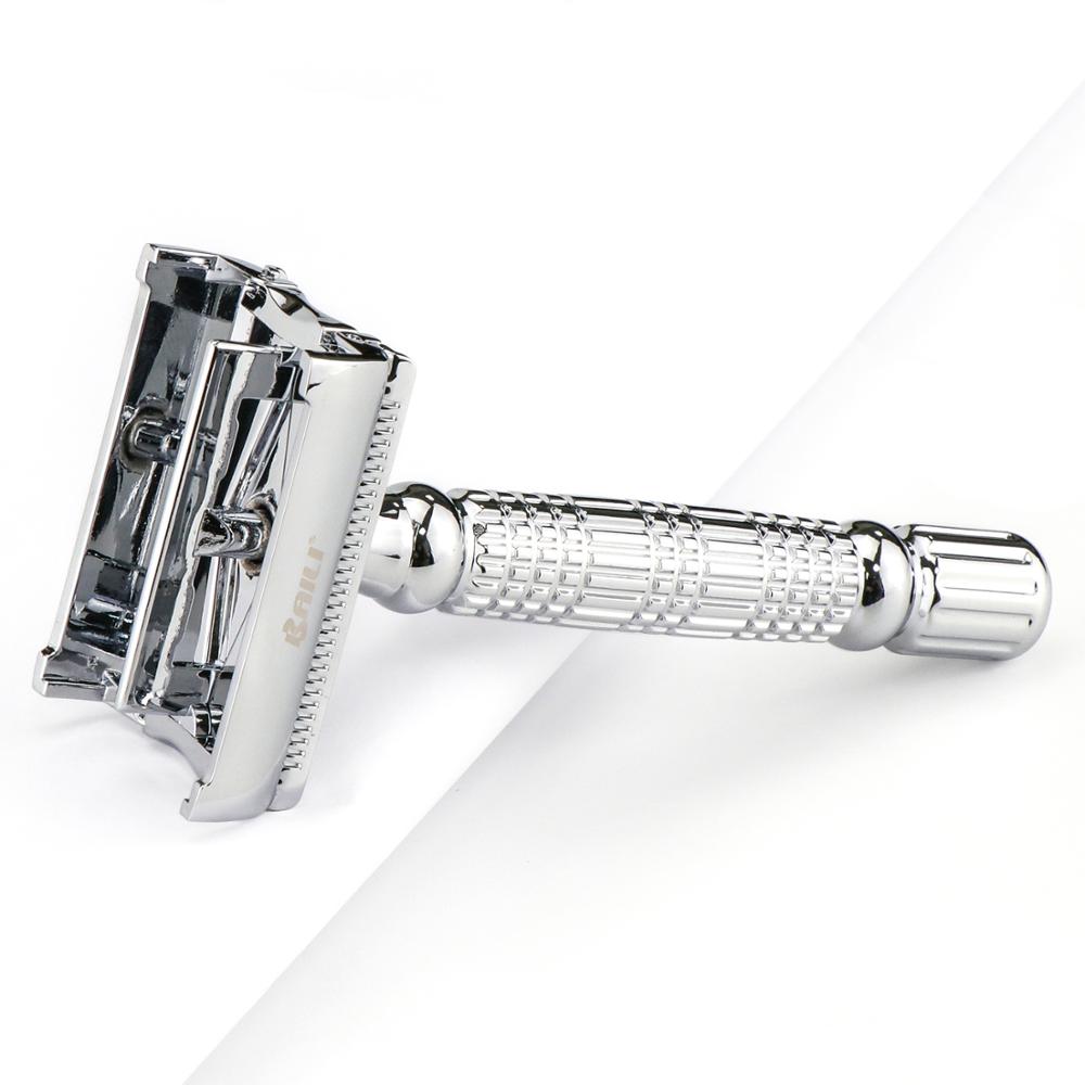 BAILI Luxury Stainless Manual Safety Blade Razor Double Edge Shaver Beard Shaving for Men with Mirror Case +6 Blades BD179