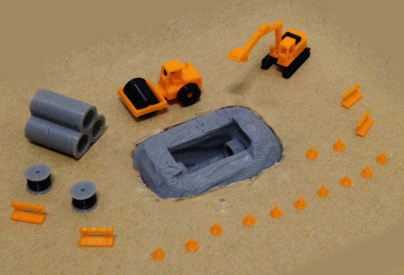 Outland Modelle Straße Rohr Arbeit Webseite Zubehör und Fahrzeuge einstellen Z Skala Eisenbahn