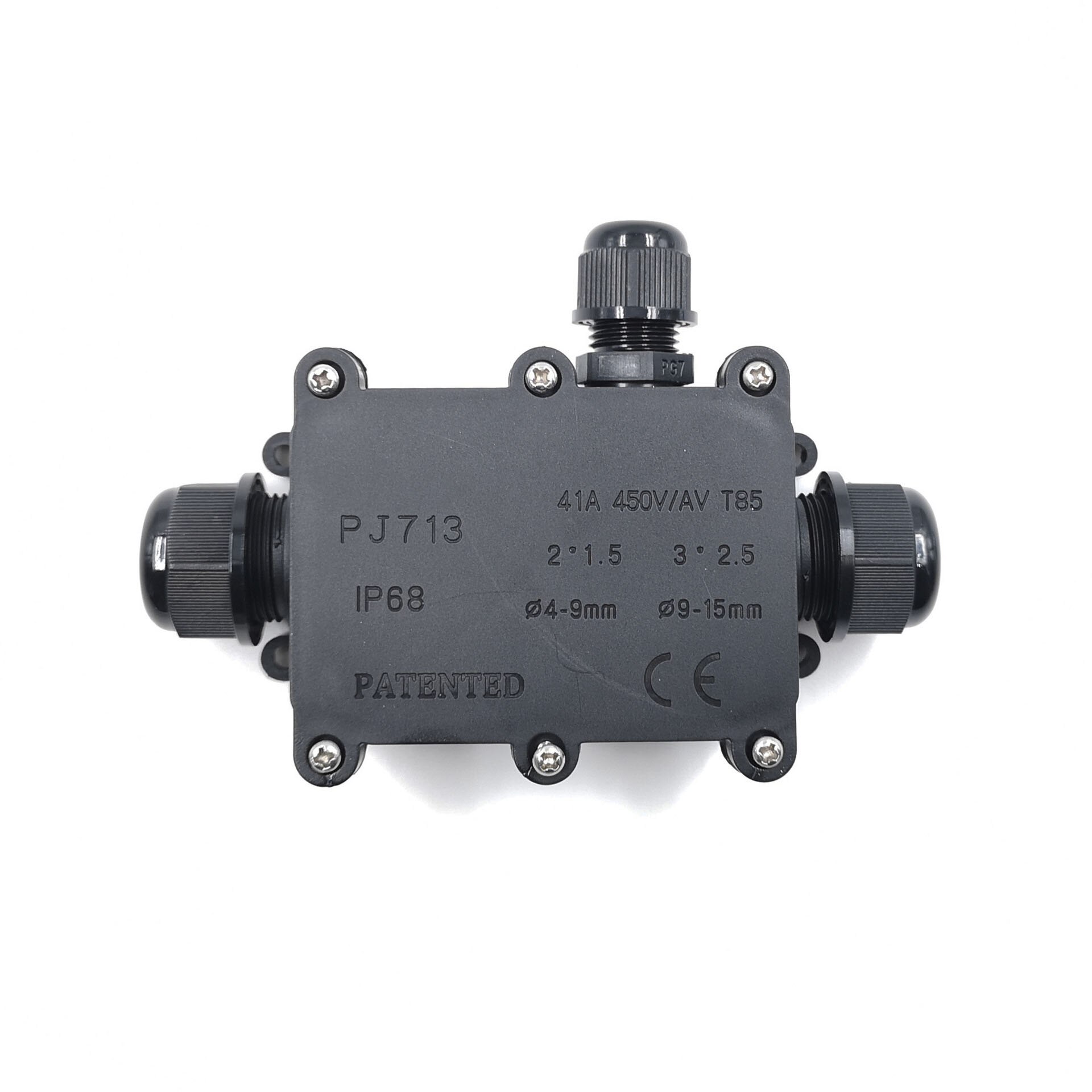 Black waterproof junction box IP68 with terminal outdoor waterproof box flame retardant plastic junction box for ship cables