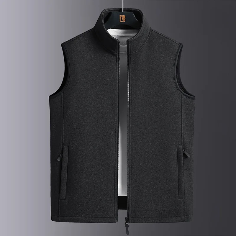 Gilet doublé polaire pour hommes, vêtements de papa décontractés, chauds, vêtements d'extérieur d'automne et d'hiver, coupe ample, veste confortable en mousse à particules: L / Black