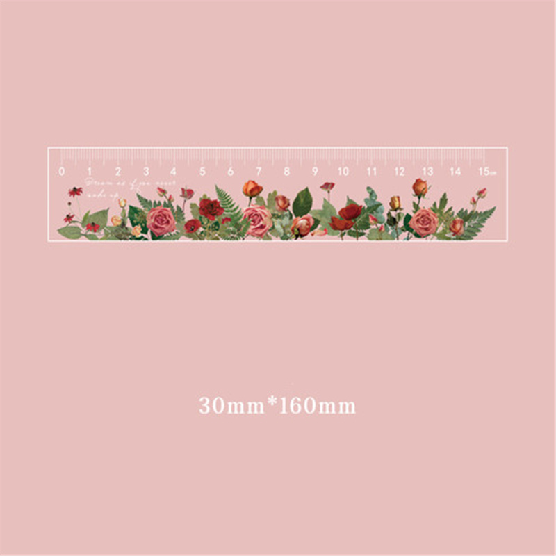 Regla de margaritas Rosa multifunción, 15 cm, herramientas de dibujo DIY, reglas con flores para estudiantes, escuela, suministros de oficina: Rojo
