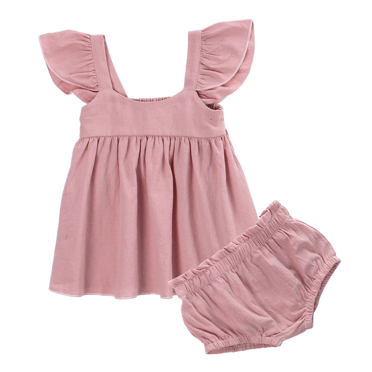 Peuter baby zomerkleding katoenen outfit ruches mouwloos gulpmouw mini-jurkje top + elastische taille shorts voor babymeisje 0-24m: D / 3-6 maanden