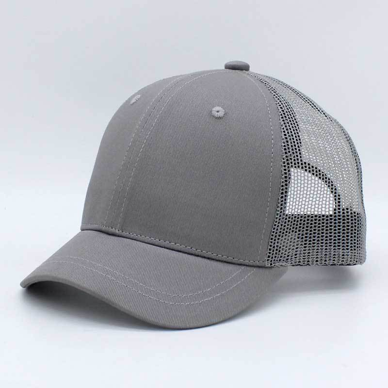 Gorras de béisbol de malla con visera corta de 4cm para hombre y mujer, sombreros de Sol de algodón para montar al aire libre, visera pequeña de talla grande, sombrero Snapback de 55-65cm: gray