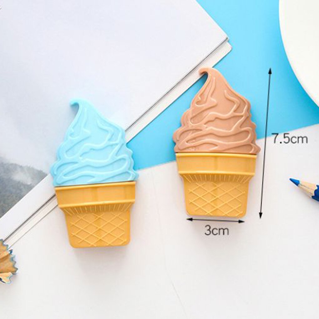 Sacapuntas mecánico Manual con doble orificio para niños, sacapuntas de dibujos animados para helado, color caramelo, Plástico