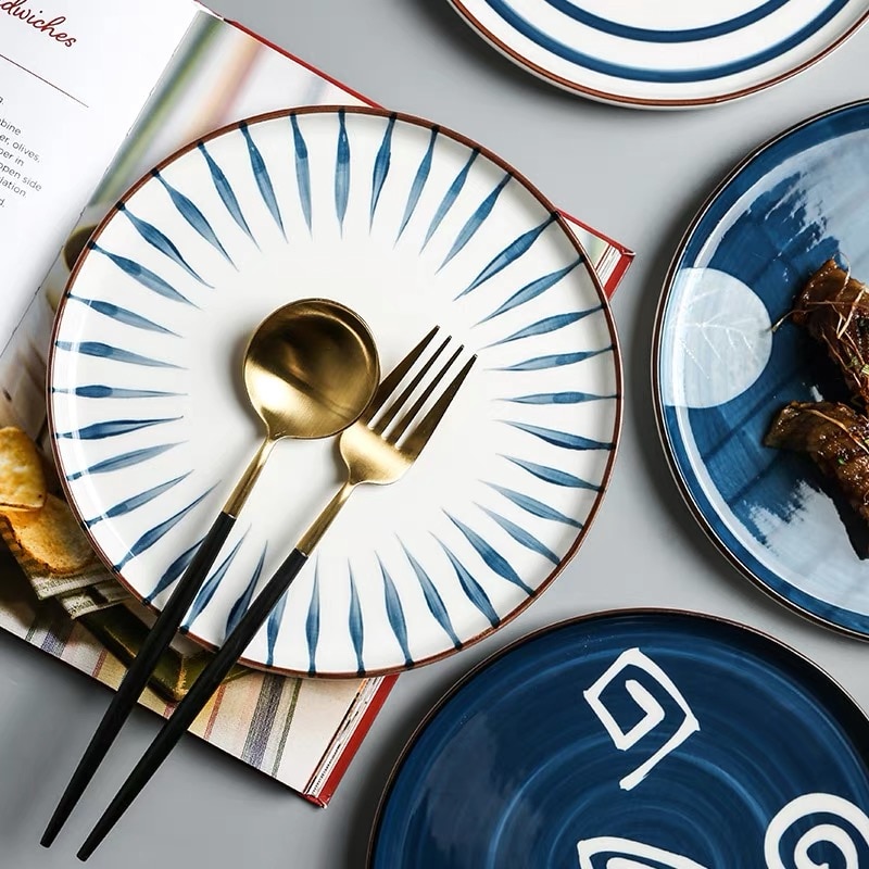 Vintage hand paint ceramic 8 inch dessert salad plate snack plate cake plate decoration tableware dinner set