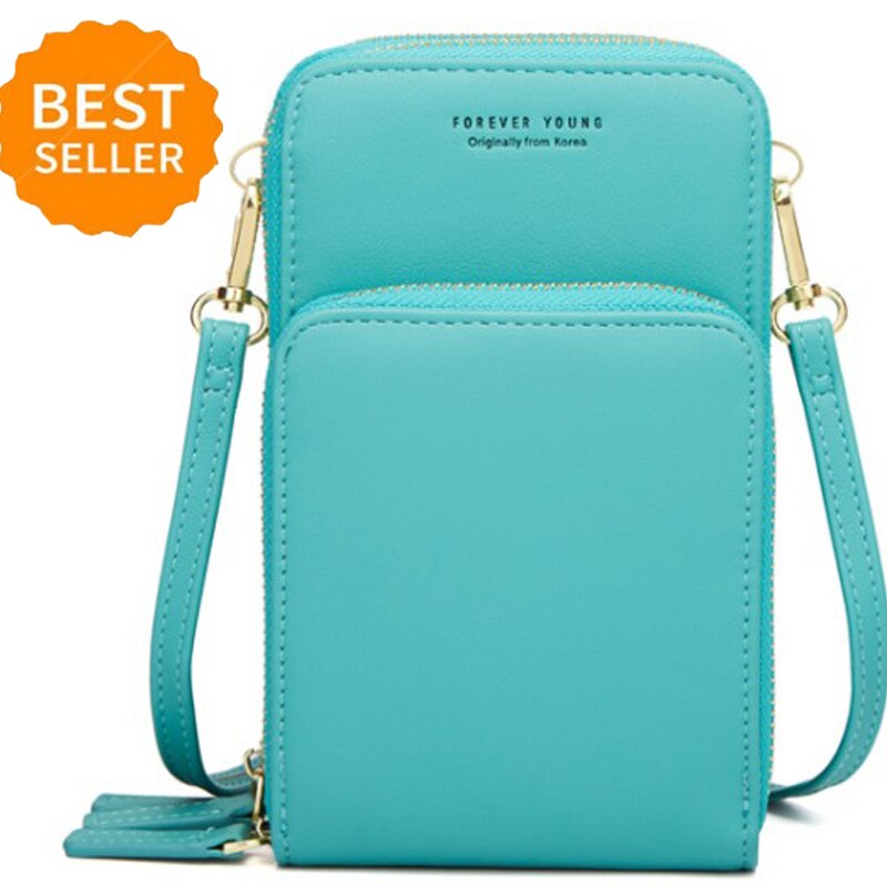 Small Crossbody Cell Phone Purse for Women Mini Messenger Shoulder Bag Wallet with Credit Card Slots: light green