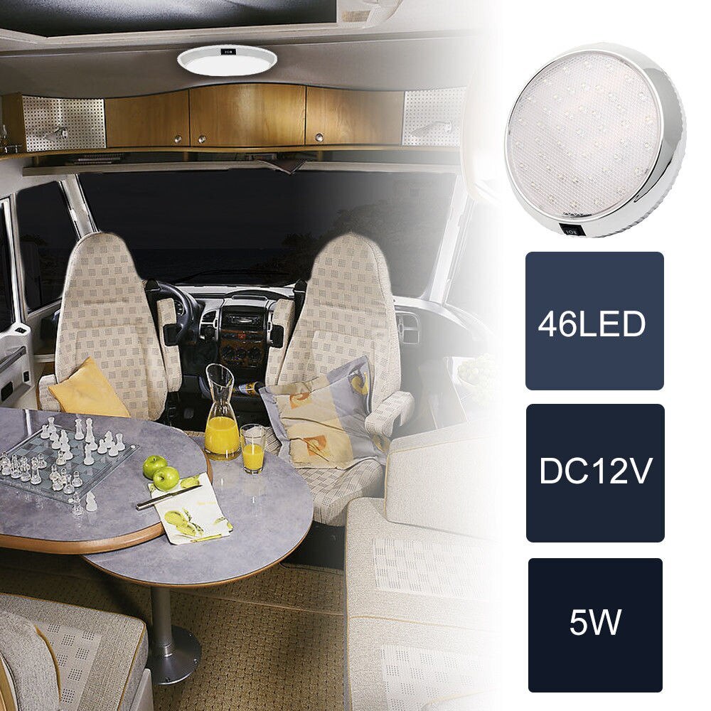 Dc12v bilar runt tak kupoltak interiörbelysning lampa på/av-brytare 46 led vitt ljus