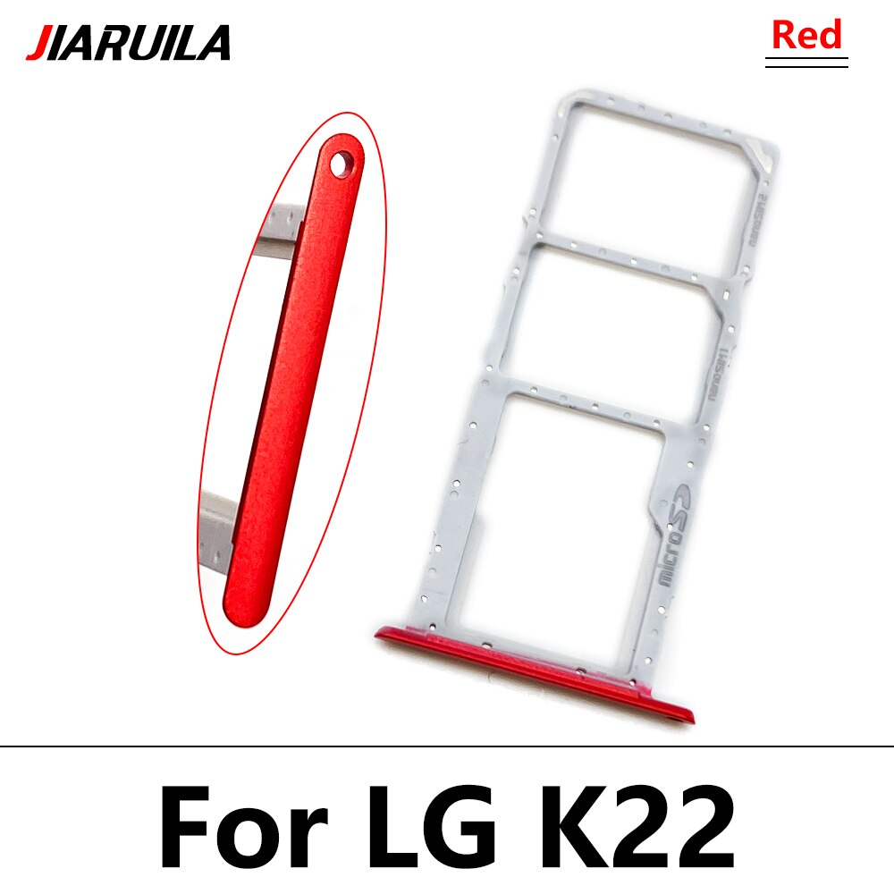 Original Micro Nano SIM Card Holder Tray chip slot drawer Holder Adapter Socket For LG K22 K42 K52 K41S K51 K61 K62: K22 Red