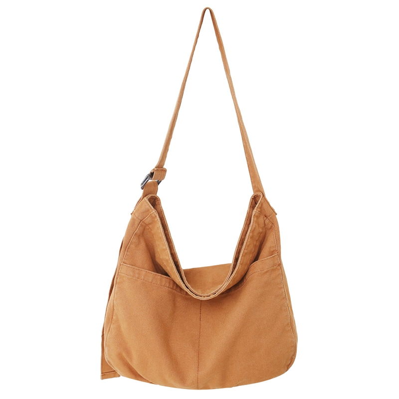 Casual canvas schooltas voor dames, crossbodytas voor studenten, effen kleur, grote capaciteit, trendy, coole schoudertas voor heren: Oranje