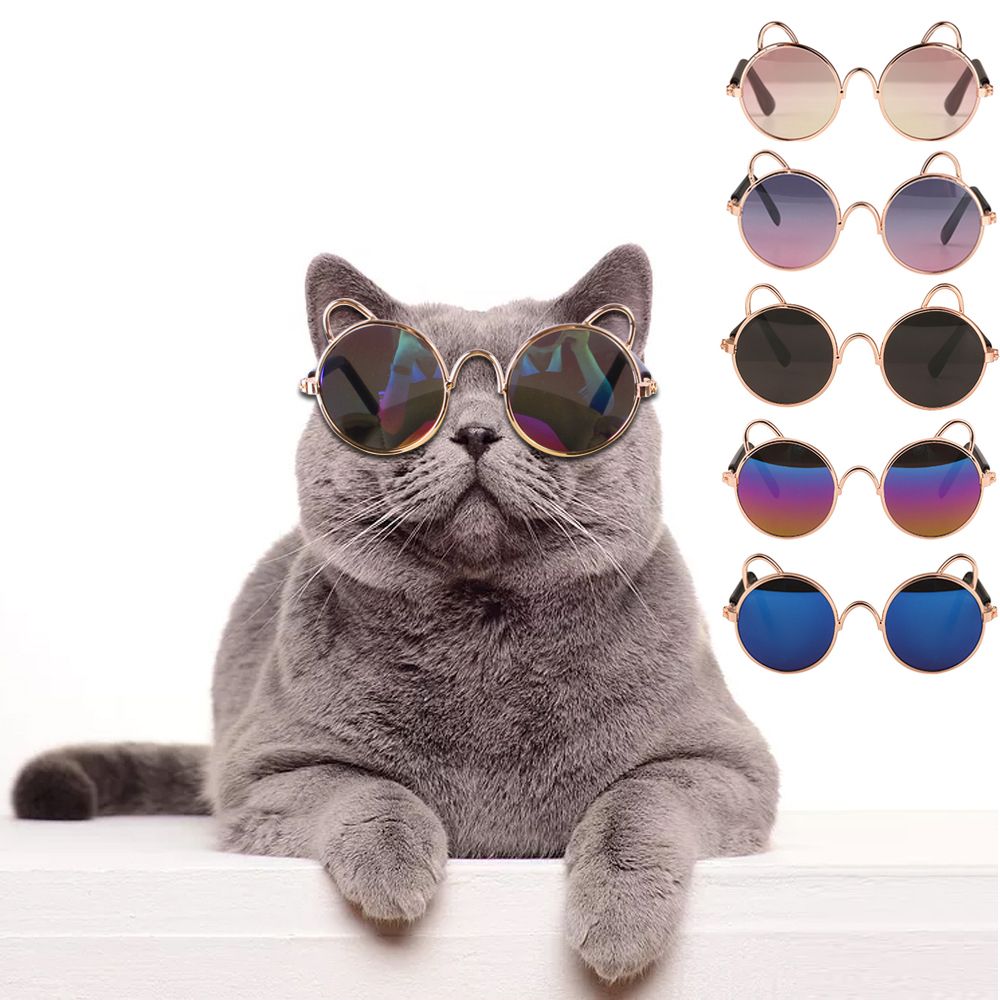 Huisdier Producten Mooie Vintage Ronde Kat Zonnebril Reflectie Eye Bril Voor Kleine Hond Kat Pet &#39;S Props Accessoires