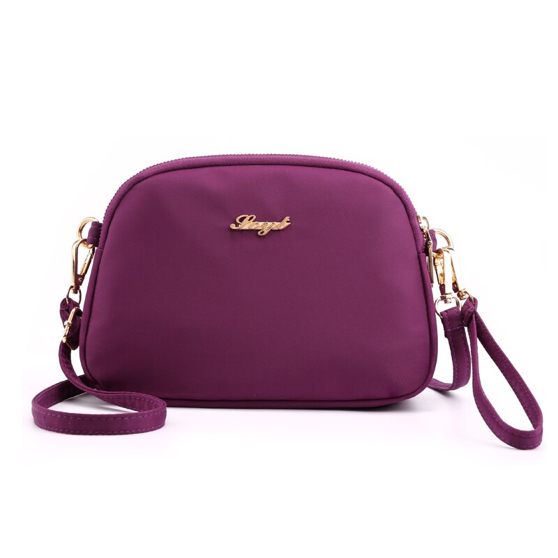 Nylon tassen voor luxe handtassen dames stevige waterdichte schoudertas rits zachte draagbare crossbody bolsa feminina: Paars