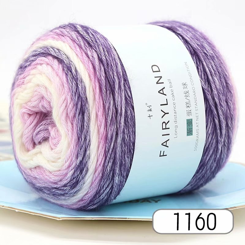100g Rainbow Color Hand-woven Cotton Yarn Soft Crochet Thick Yarn For Hand Knitting Warm Sweater Sofa Cushion Scarf DIY: 1160