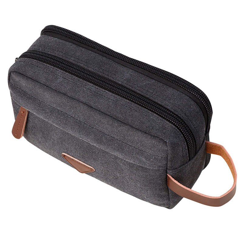 Men Handbag Toiletry Kit Cosmetic Organizer Bag Canvas Travel Waterproof Wash Bag Female Makeup Box Women Make Up Beauty Case: black