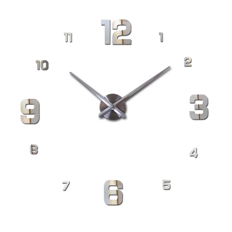 Real uhr 3d wanduhr diy spiegel Zauberstab aufkleber moderne wohnzimmer quarz metall uhren dekoration uhr: Silber / 47Zoll