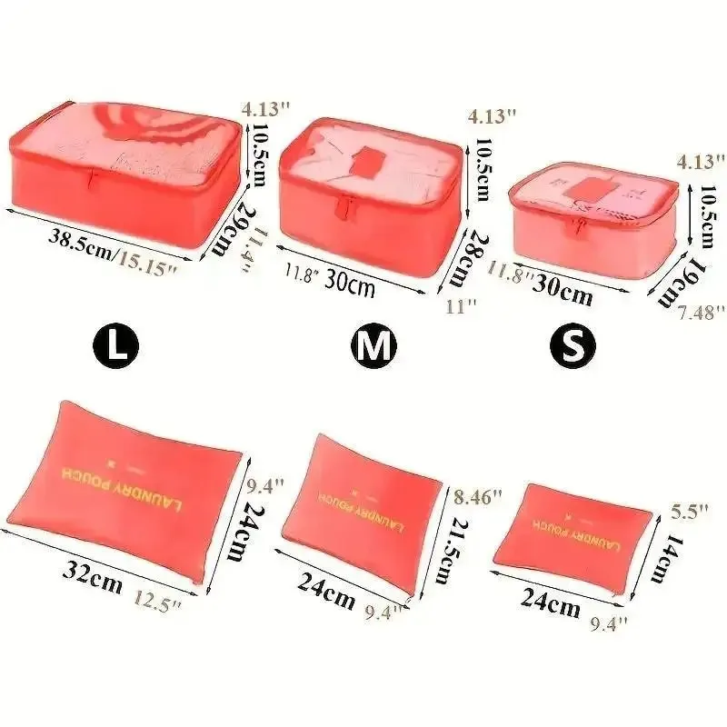 6 stuks waterdichte opbergtassen voor reiskleding, draagbare bagage-organizer, opbergtas, pakblok, 6 kleuren, lokaal op voorraad