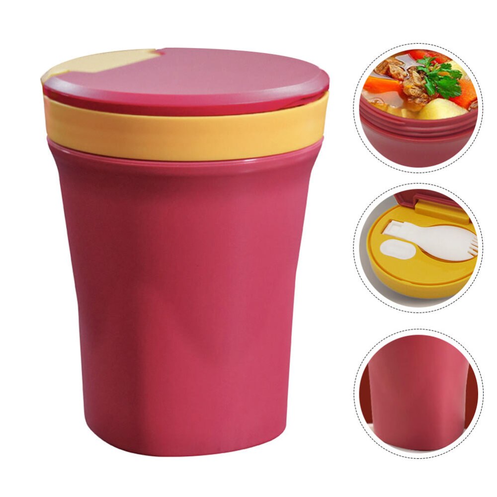 450Ml Microwaveable Soep Cup Soep Container Met Deksel Lepel Voor Vrienden Familie: Red