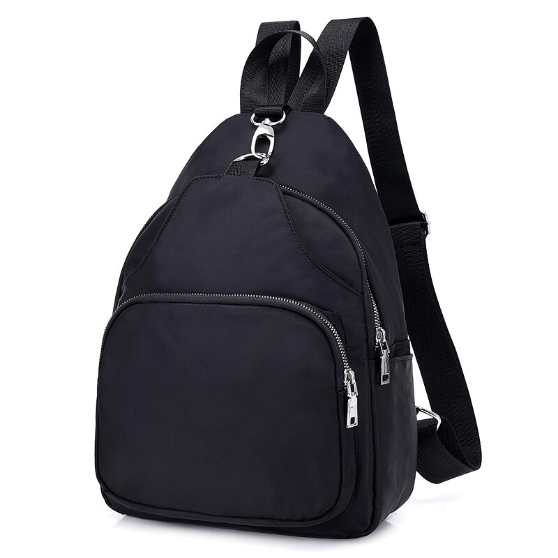 Vrouwen Waterdichte Nylon Rits Rugzak Reizen Ongedwongen Schoudertassen Schooltas Rugzakken Mode Sac Schooltassen Voor Tienermeisjes: Black