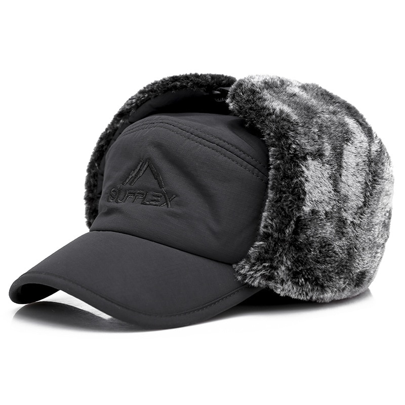 2019 novo inverno masculino e feminino boné de beisebol ao ar livre casual à prova de vento grosso quente chapéu selvagem bicicleta lei feng chapéus: Cinza escuro