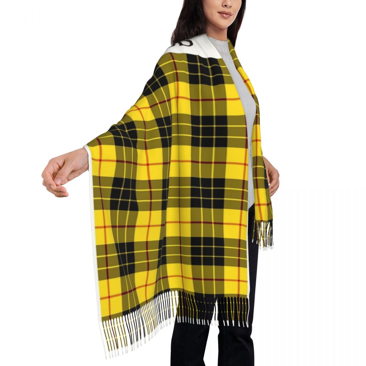 Bufanda de tartán MacLeod de Clan para mujer, bufandas de borla, chales suaves y cálidos, chal grande, envoltura de otoño e invierno
