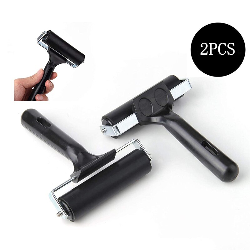 2 Stuks 4-Inch Rubber Rem Roller Soft Rubber Rem Rubber Drum Kwast Inkt Applicator Art Craft Stempelen gereedschap