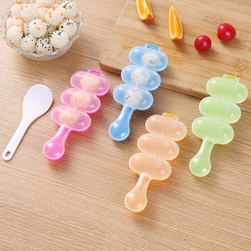 Molds for children food onigiri mold 3 small balls shake sushi mold With rice spoon rice mold kitchen tool sushi tools