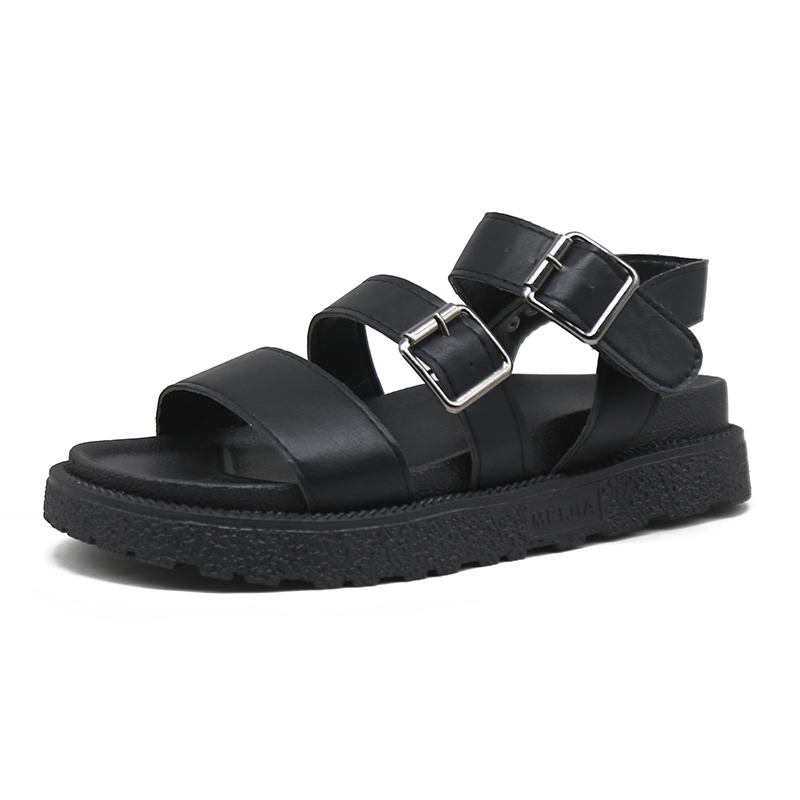 Klassiska svarta platåsandaler kvinnor spänne rem fritidsskor sommar kvinnor sandaler strandskor platta skor kvinnor: 5