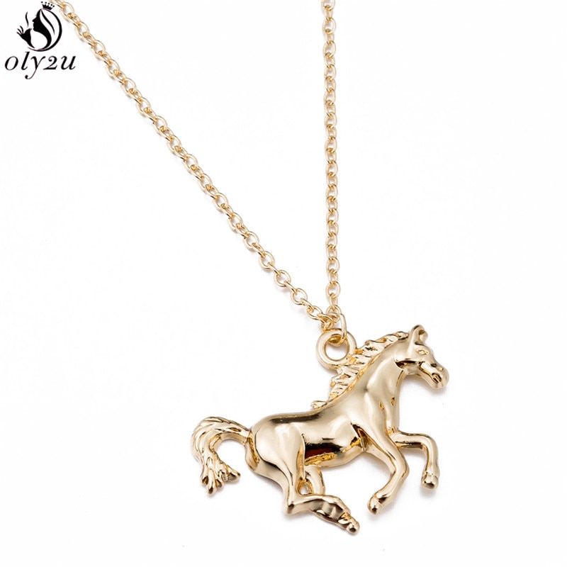 Oly2u Personalize Racing Horse Pendant Necklace for Women Cute Animal Necklaces Men Jewelry Accessories Best Birthday