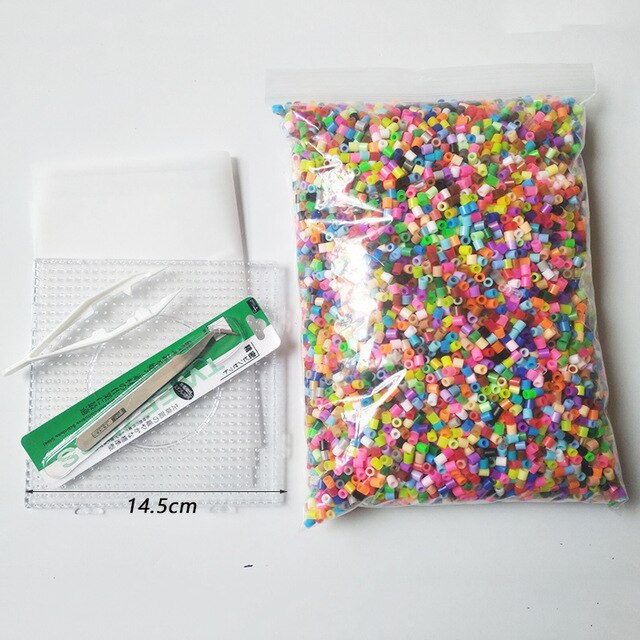 Perles Hama 500g 8000 pièces 5mm, 1 modèle + 3 papiers à repasser + 2 pincettes, jouets éducatifs pour enfants, Diy,: 1