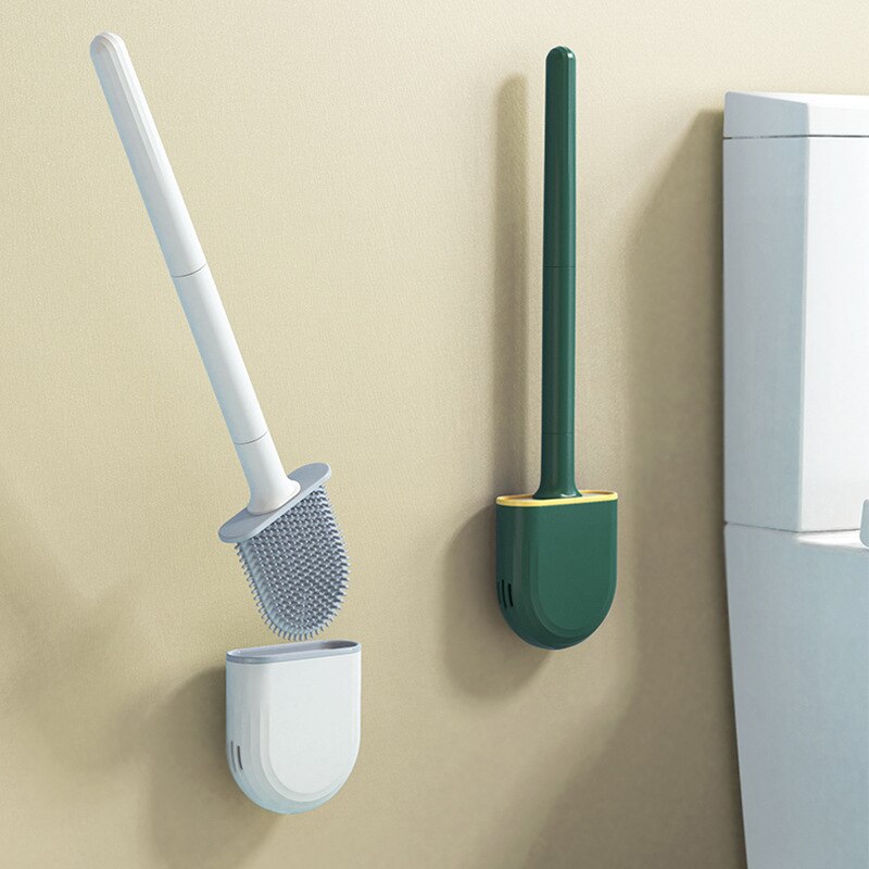 Muur Gemonteerde Siliconen Toiletborstel Met Houder Lekvrij Wc Borstel Borstels Gereedschap Set Voor Wc Badkamer Accessoires
