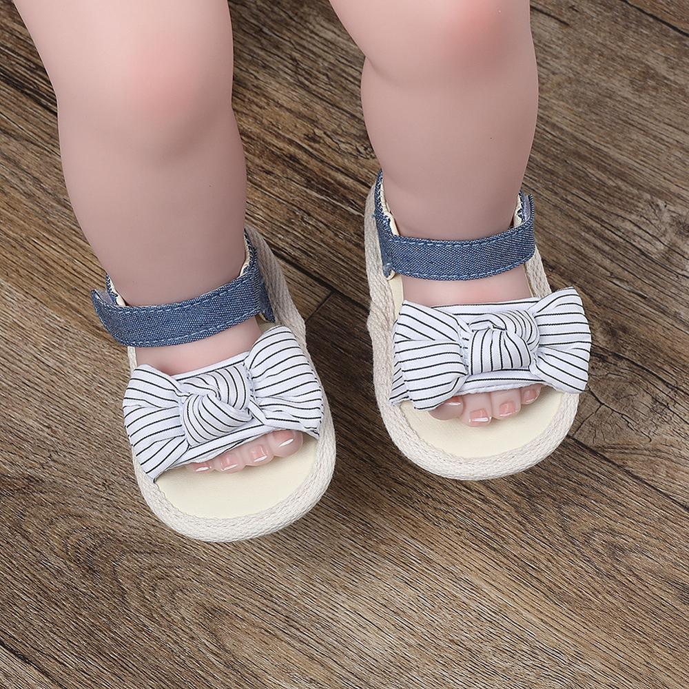 Zomer Baby Meisje Gestreepte Boog Prinses Schoenen Sandalen Baby Meisje Anti-Slip Sandalen Baby Peuter Schoenen Pasgeboren Eerste walker