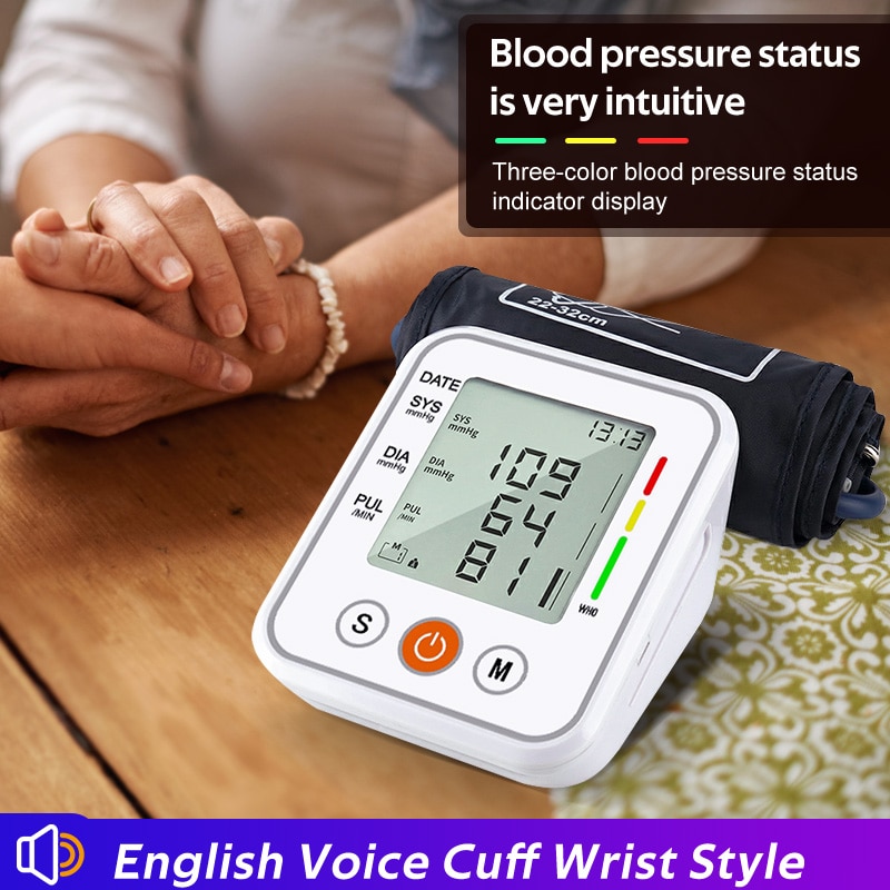 Voice Cuff Arm Blood Pressure Monitor Presure Meter Heart Rate Monitor Portable Tonometer BP Arterial Pressure Device Digital