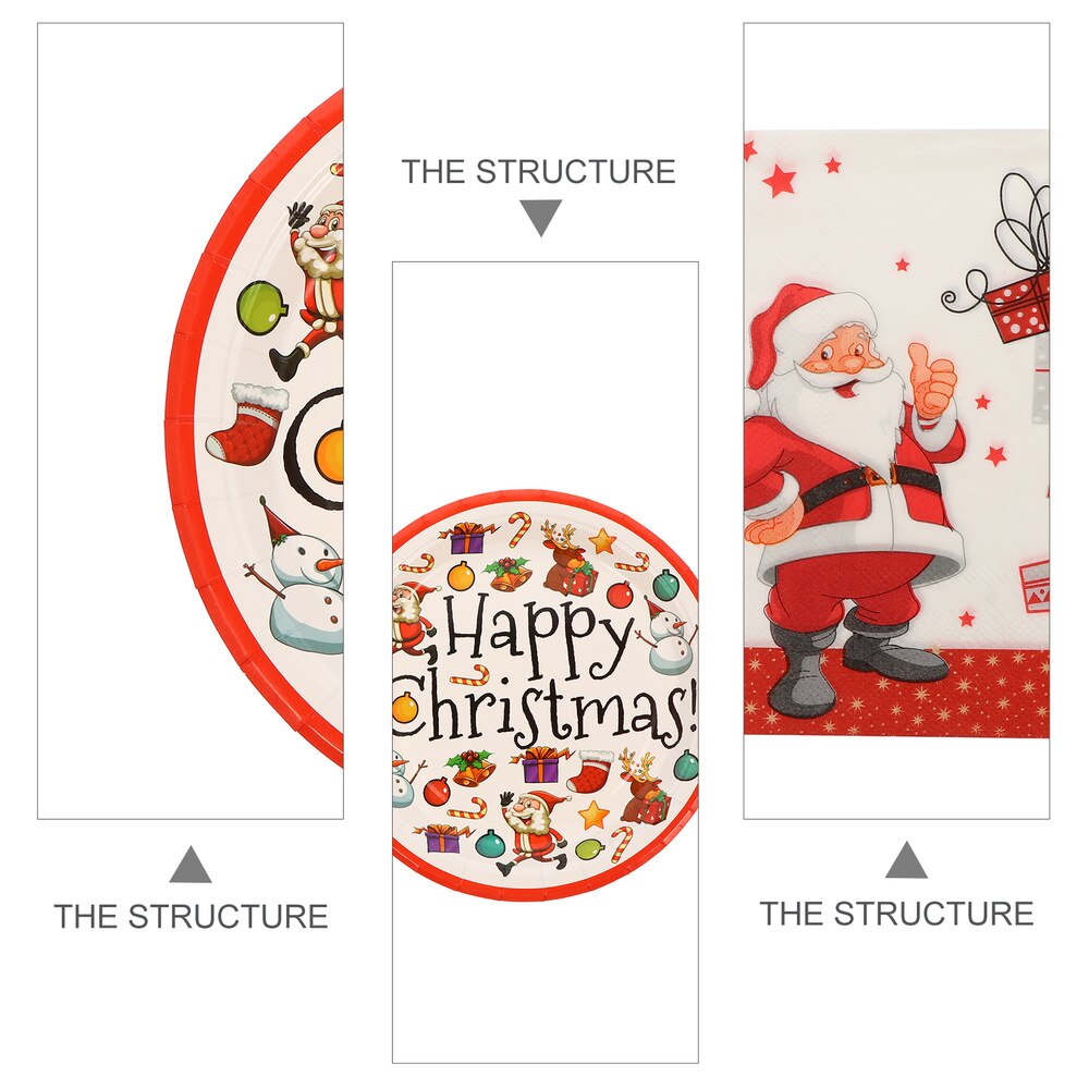 1 Set Paper Plate Christmas Plates Party Tissue Dinnerware Set Party Supplies