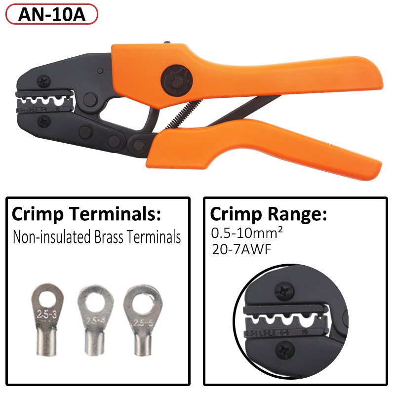 Crimp Pliers &amp; Dies Set Wire Terminals Crimping Tools Precision Crimper Labor-Saving Ergonomic Handle Easy To Grasp&amp;Press: AN-10A