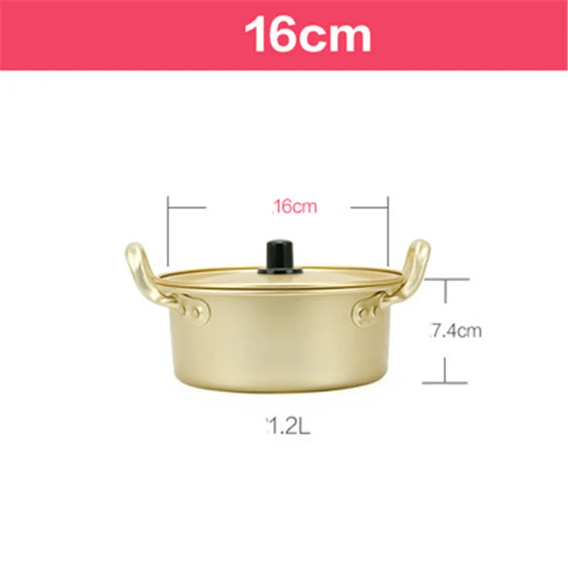 Korean Style Ramen Noodles gold Pot Aluminum Soup Pot Oxidized Coating Noodles Mike Egg Soup Cooking golden Kitchen Cookware: Yellow